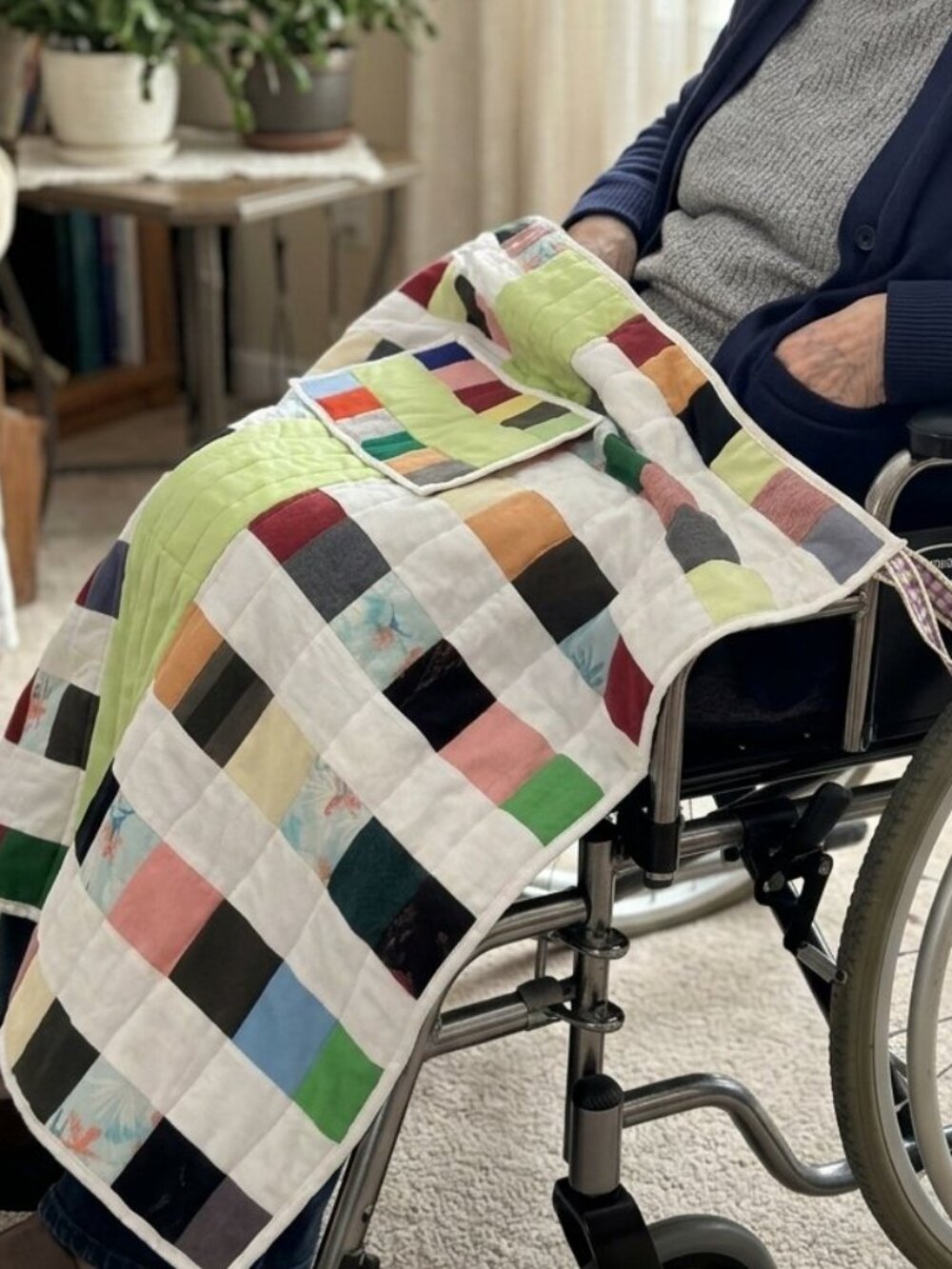 Handmade Wheelchair Quilt Reversable Small Lap Blanket With Ties